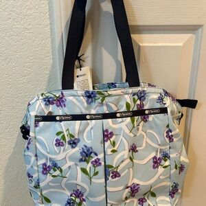 LeSportsac Floral Tote Bag - Blue and Purple